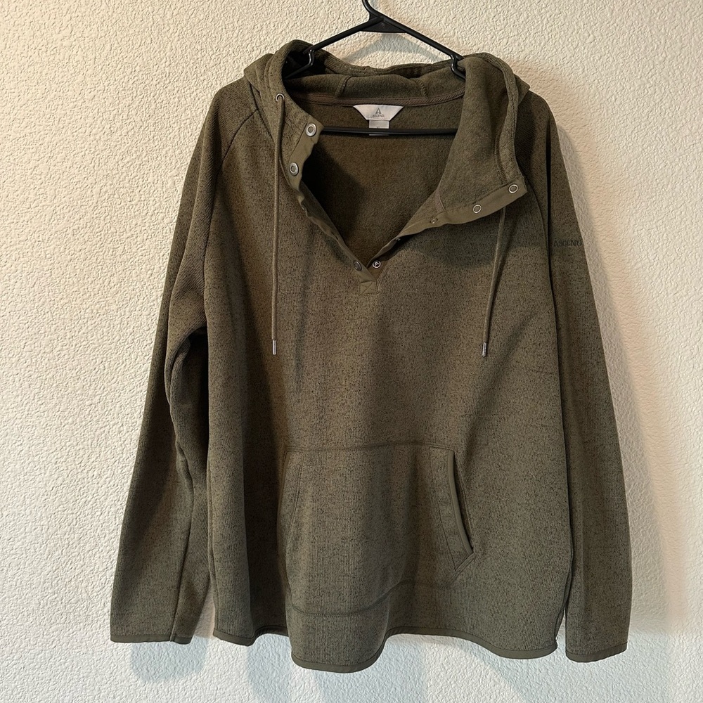 Ascend Olive Green Snap-Up Hoodie Sweatshirt (Size XL)